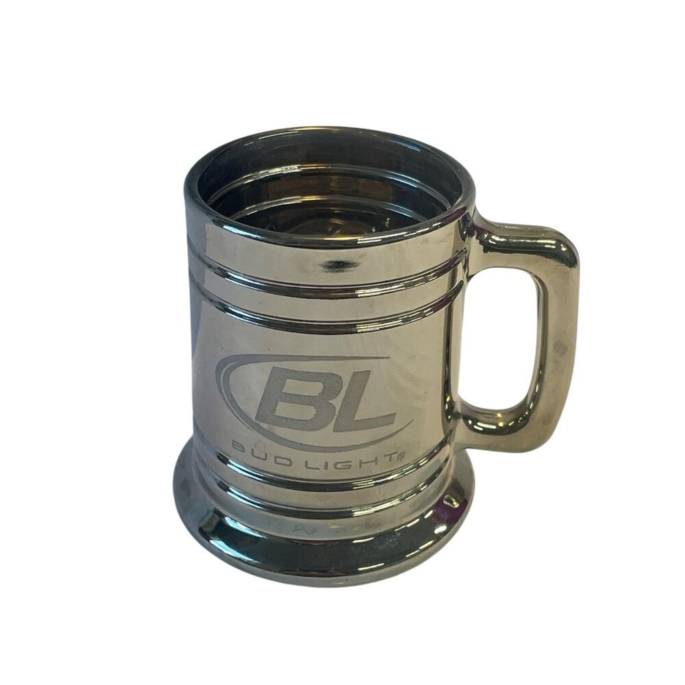 Bud Light SeaWorld Shot‎ Glass Mini Beer Mug Silver Chrome Barware